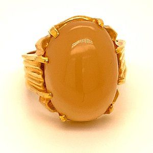 Orange Calcite 16.98ct Solid 18K Gold Ring